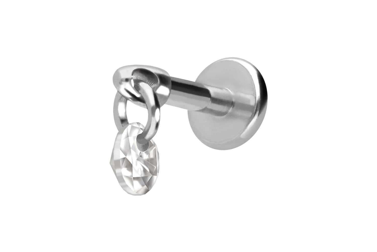 Titan Labret Piercing mit Innengewinde RUNDER KRISTALL
